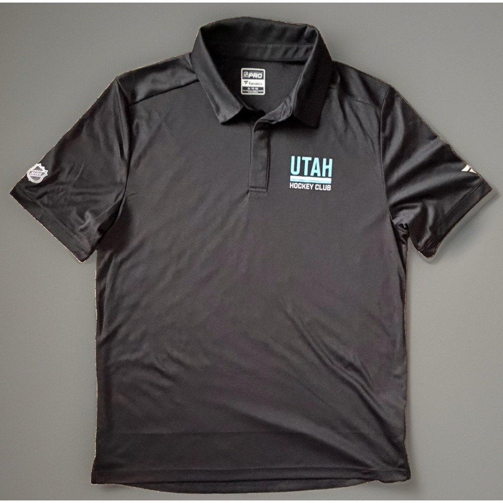 Utah Hockey Club Fanatics Short Sleeve Polo Shirt Black NHL Hockey Logo XL JBHS